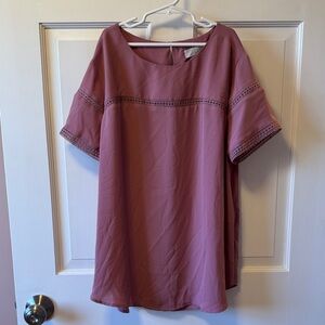 LOFT Mauve Blouse with Lace Trim